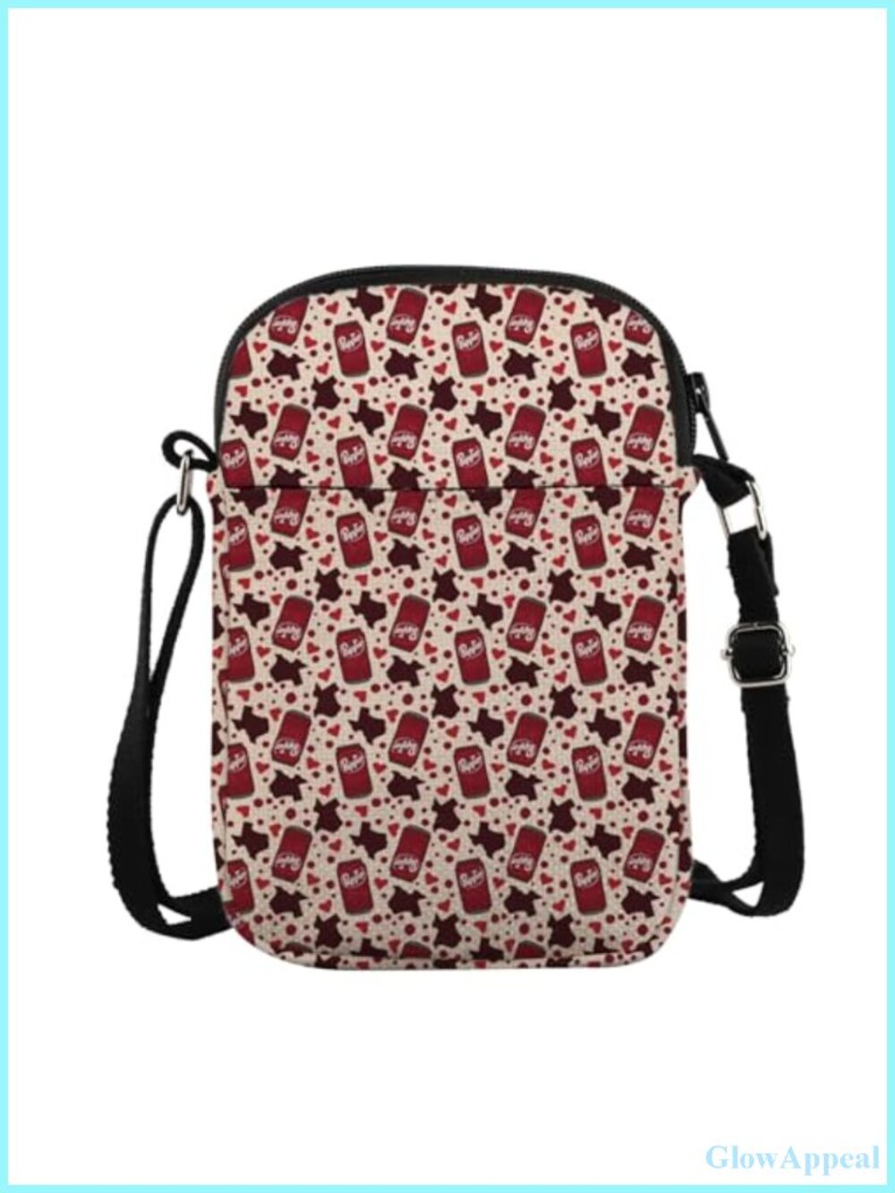 Canvas Crossbody Bag Soda Drinking Lover Gift Adjustable Strap Zipper